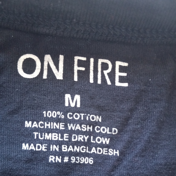 ON FIRE NAVY BLUE LOVE REPUBLIC SHORT SLEEVE SHIRT. WOMENS SIZE M. - Picture 7 of 12